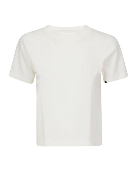 Extreme Cashmere White Cashmere Blend Crew Neck Short-Sleeved Knit Sweater