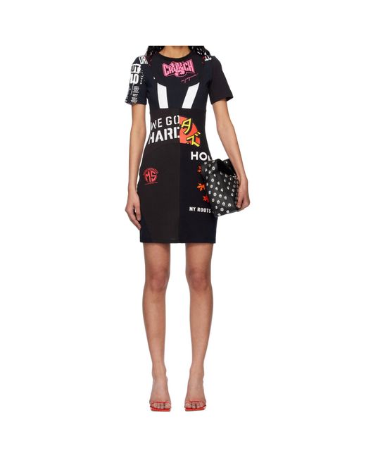 MARINE SERRE Red Graphic-Printed Patchwork Mini Dress