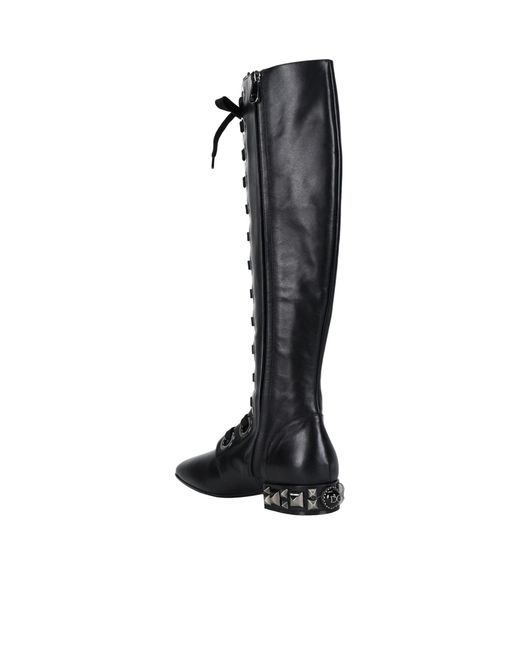 Dolce & Gabbana Black Minimalist Square-Toe Tall Boots