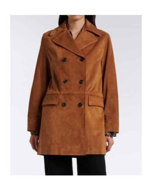 Nili Lotan Brown Remington Double-Breasted Suede Coat