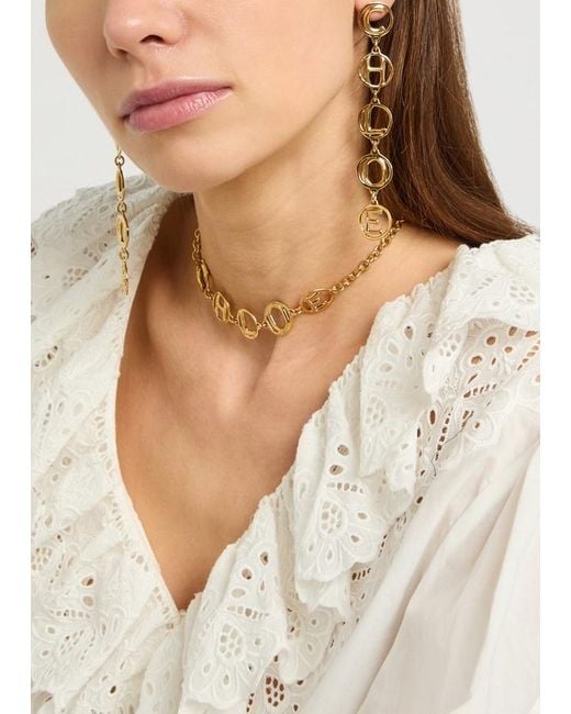 Chloé Metallic The Chloé Script Drop Earrings