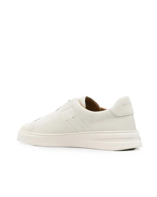 Henderson White Grainy Leather Sneakers for men
