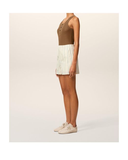 AMI Natural Striped Elasticated Waist Shorts for men