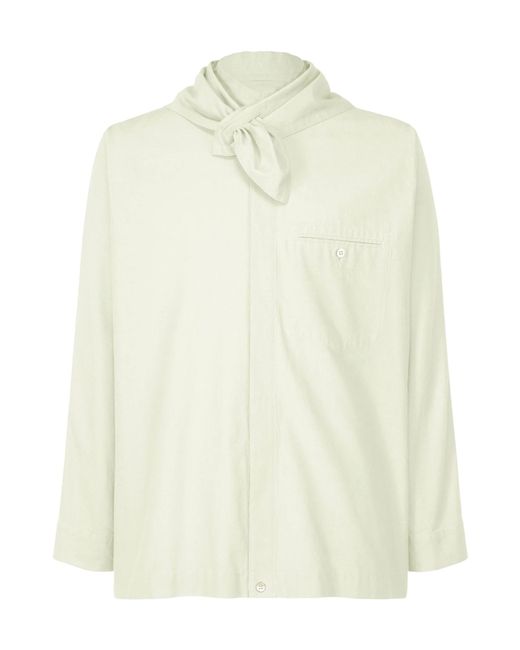 Homme Plissé Issey Miyake White Long-Sleeve Scarf Shirt for men