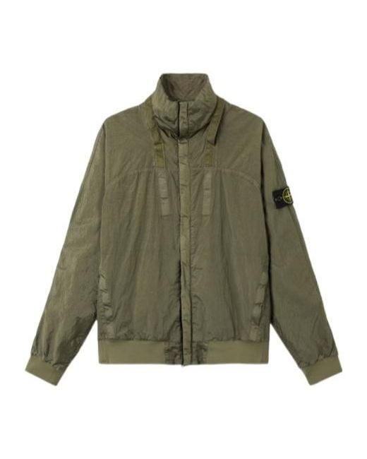 Stone Island Green Logo Patch Bomber Jacket for men