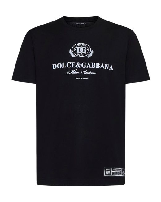 Dolce & Gabbana Black Logo Detailed Crewneck T-Shirt for men