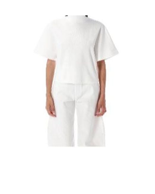 Alaïa White Alaïa Ribbed High Neck T-Shirt
