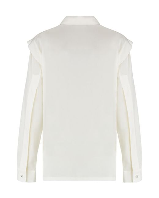Max Mara White Crêpe De Chine Long-Sleeved Shirt