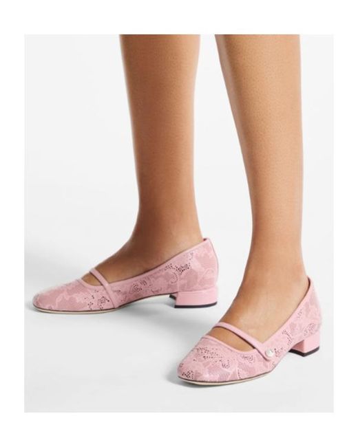 Jimmy Choo Pink Elisa Perforated Ballerina Pumps