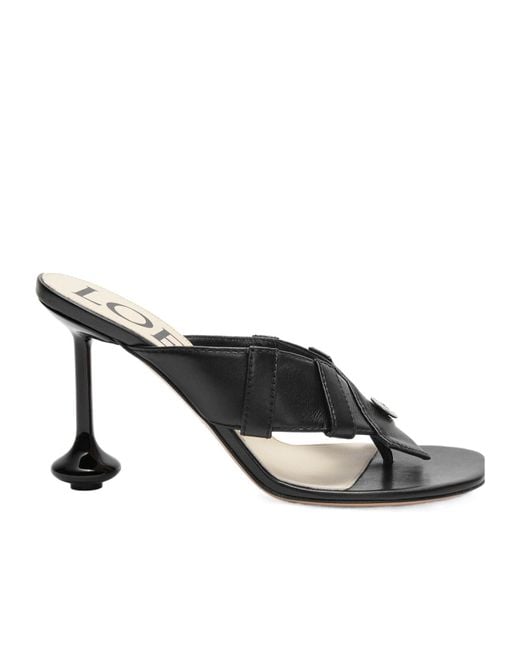 Loewe Toy Panta Toe Post Heel Sandals in Black | Lyst