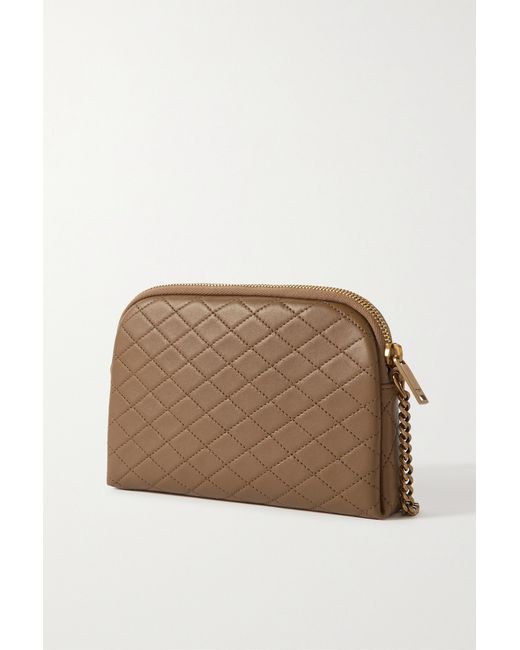 Saint Laurent White Gaby Quilted Chain Pouch