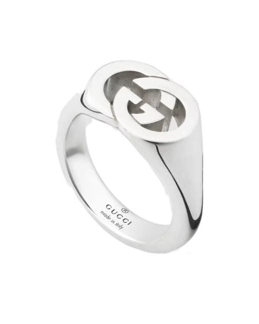 Gucci Metallic Interlocking Signet Ring for men