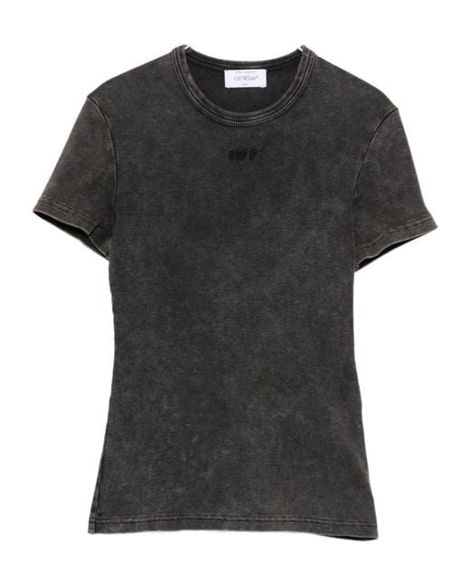Off-White c/o Virgil Abloh Black Logo-Embroidered T-Shirt