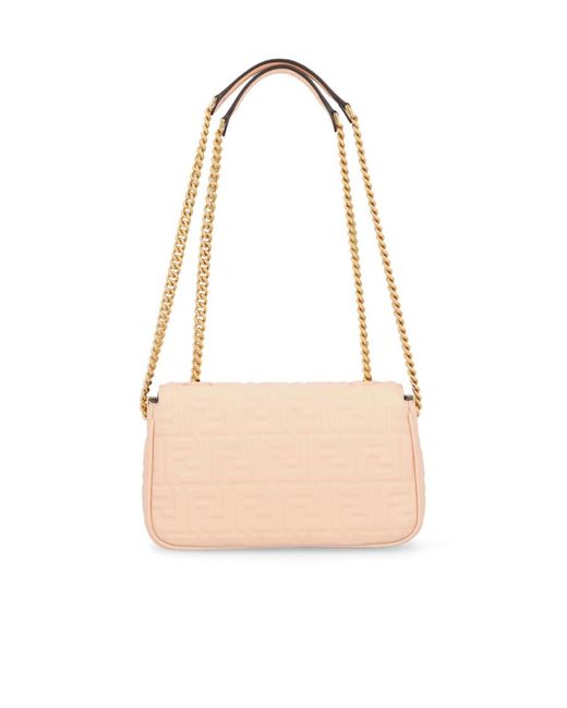 Fendi White Ff Motif Chained Shoulder Bag