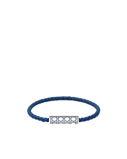 Dior White Cannage Woven Leather Bracelet for men