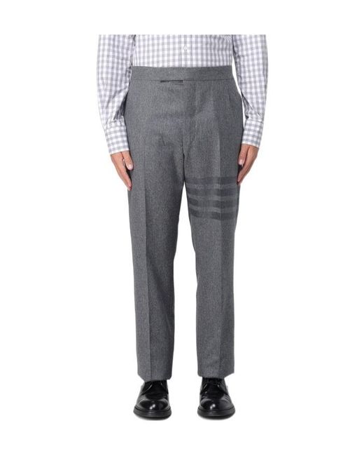 Thom Browne Gray Tonal -Bar Flannel Trousers for men