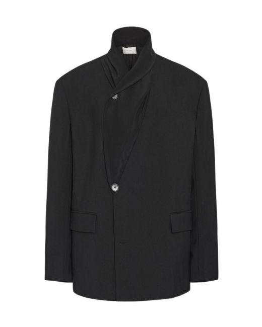 The Row Black Double-Breasted Tuxedo Suit Coat