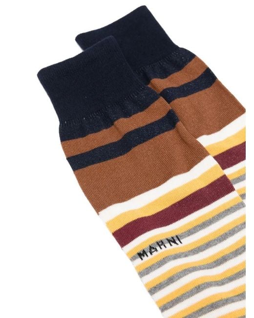 Marni White Striped Cotton Socks