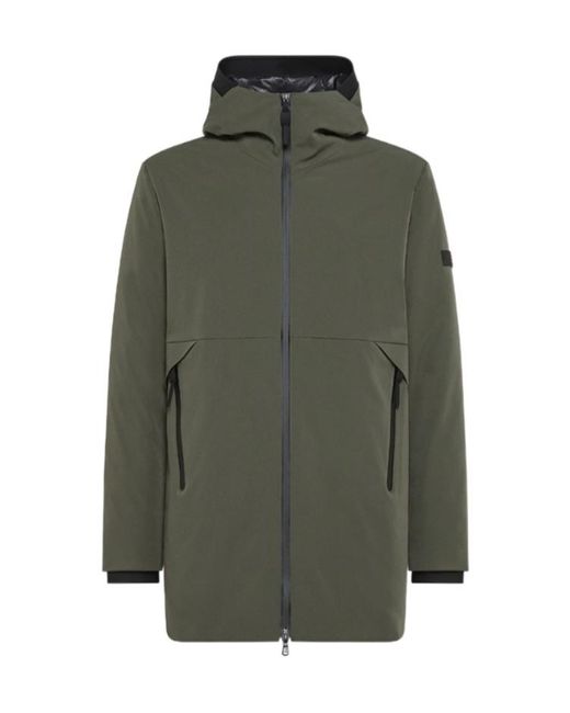 Peuterey Green Logo-Patch Hooded Coat for men