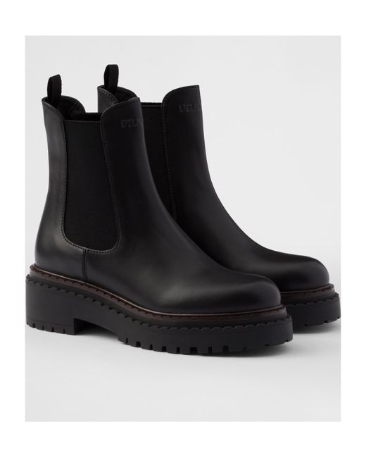 Prada Black Round-Toe Chelsea Boots