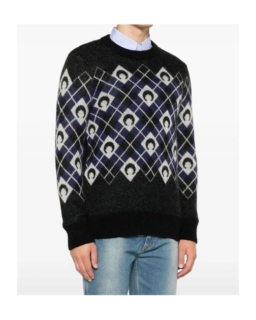 MARINE SERRE Black Moon Argyle Knit Sweater for men