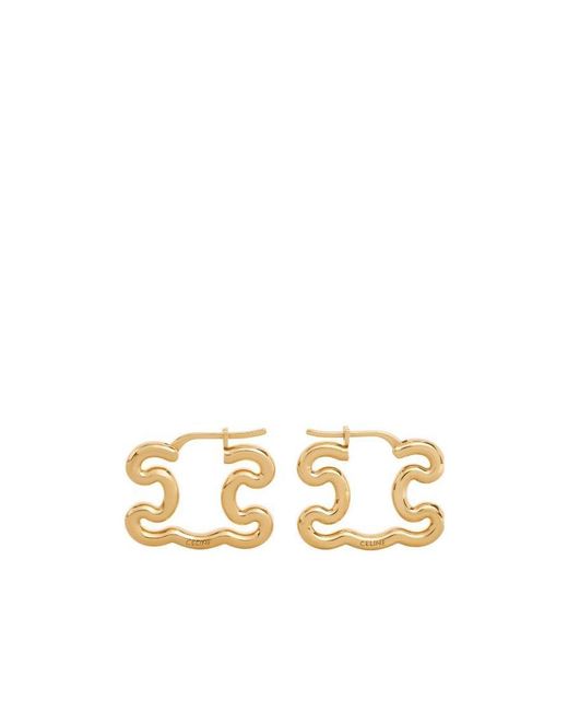Céline Metallic Triomphe Frame Large Earrings