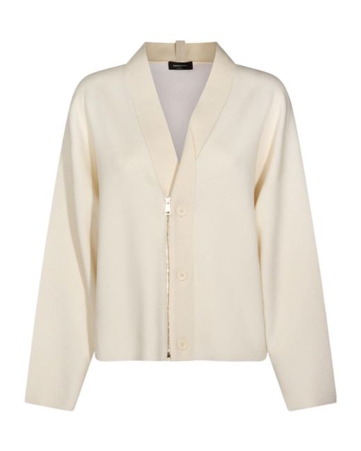 Fabiana Filippi Natural V-Neck Zipped Cardigan