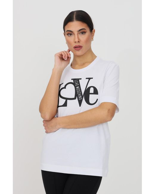 Moschino White Love Logo-Print T-Shirt