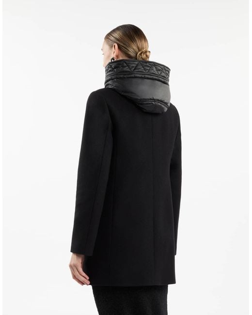 Fay Black Long-Sleeved Hooded Coat