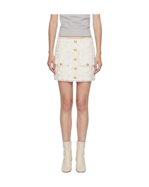 Marissa Chiara White Button Detail Skirt