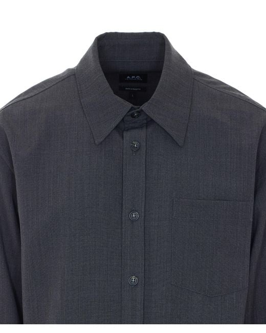 A.P.C. Blue Buttoned Overshirt for men