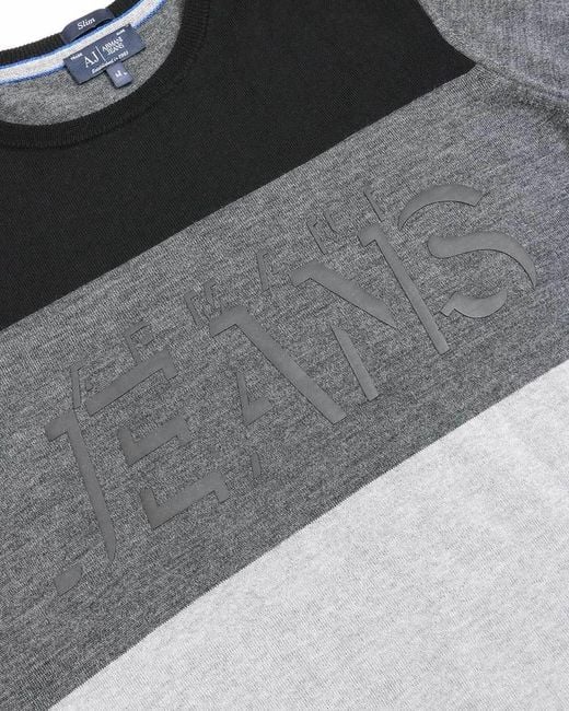 Armani Jeans Gray Embossed Logo Sweater for men