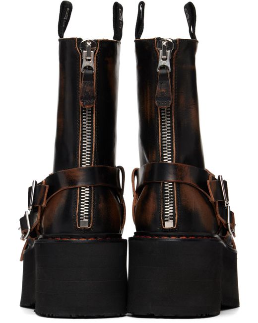 R13 Black Lace-Up Double-Layer Ankle Boots