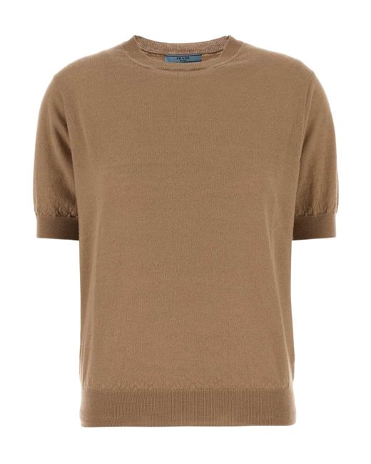 Prada Brown Short Sleeved Crewneck Jumper