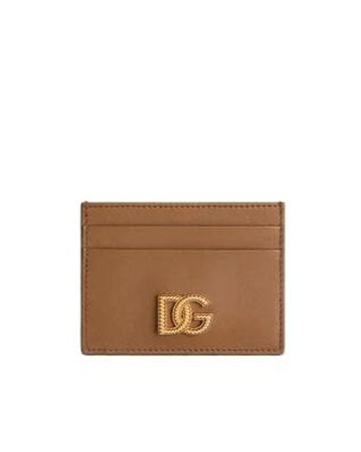 Dolce & Gabbana Brown Woven Dc Logo Card Holder
