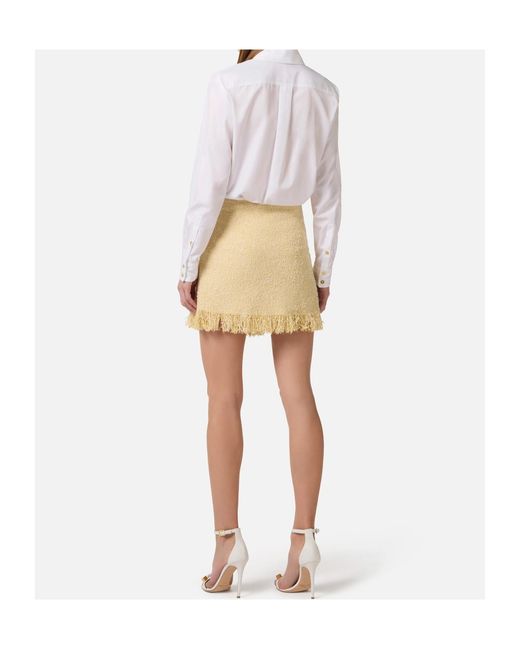 Elisabetta Franchi Natural Bouclé Knit Mini Skirt