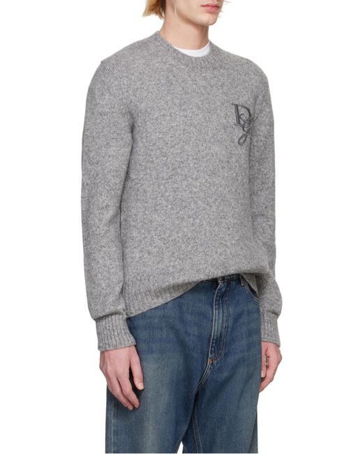Dolce & Gabbana Gray Dg Embroidered Crewneck Jumper for men