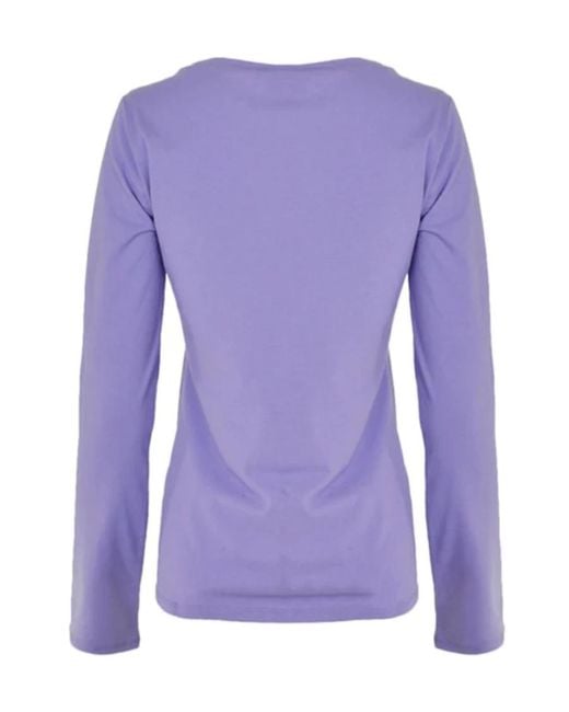 Armani Jeans Blue Logo Printed Long-Sleeved T-Shirt