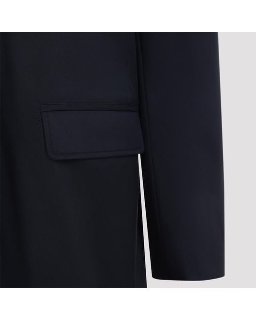 Kiton Blue Stand-Collar Button-Up Coat for men