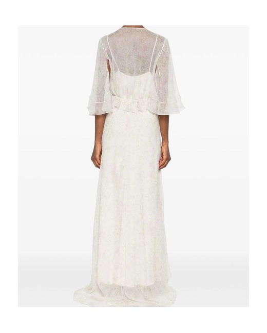 Alberta Ferretti White Short Sleeve Dress