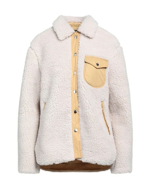 Rag & Bone White Solid Color Teddy Fleece Coat