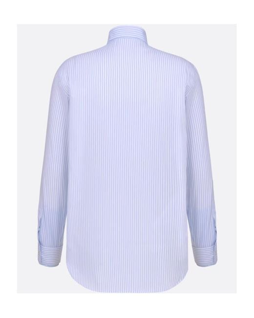 Dior Blue Homme Striped Collared Long-Sleeve Shirt for men