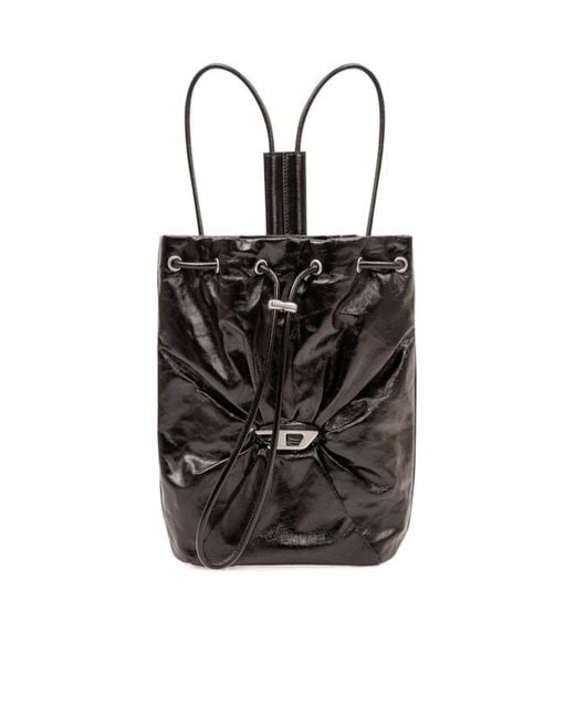 DIESEL Black Scrunch-D Drawstring Backpack