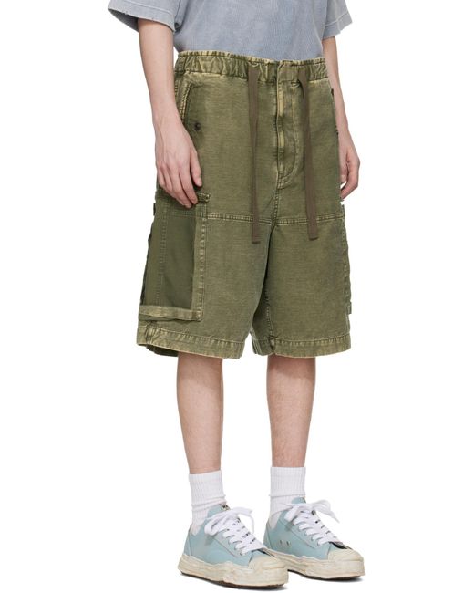 Maison Mihara Yasuhiro Green Damage Cargo Shorts for men