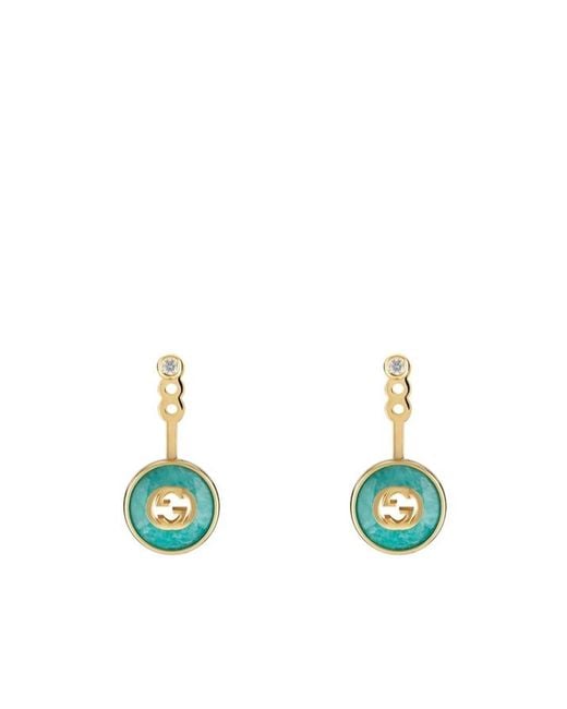 Gucci White Interlocking 18K Earrings