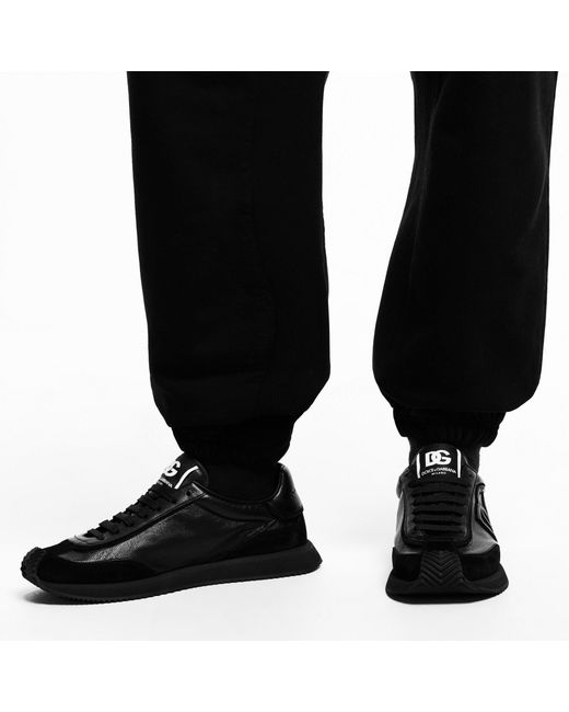 Dolce & Gabbana Black Leather Runners for men