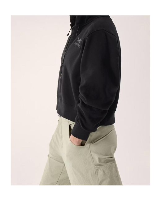 Arc'teryx Black Emblem Fleece Full Zip Crop Hoody