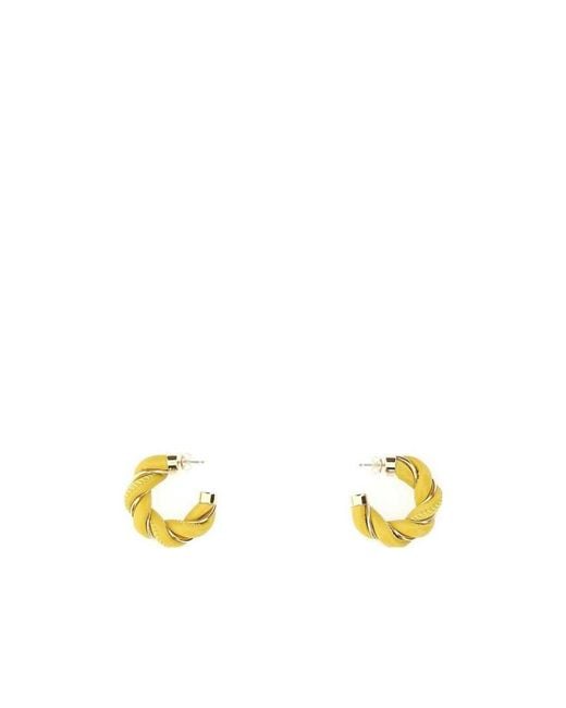 Bottega Veneta Metallic Interwoven Hoop Earrings
