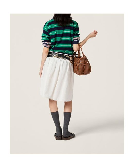 Miu Miu Green Short-Sleeved Striped Polo Shirt