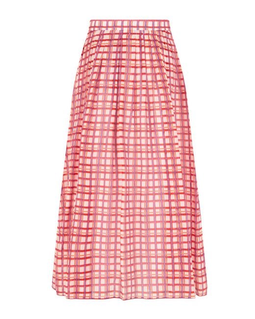 Max Mara Red Studio Flash Checked Skirt